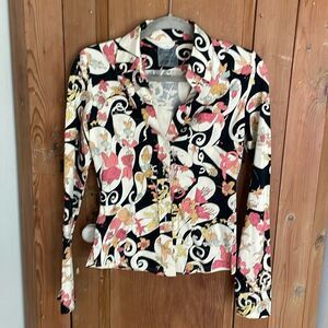 0039 Italy floral Pucci style button-down cotton blouse